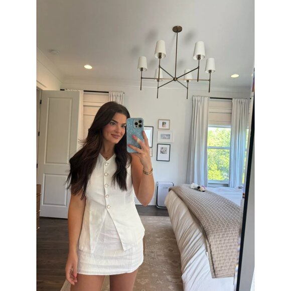 REFORMATION Veranda Linen Skirt in White Size US 2 NWT - Picture 1 of 8